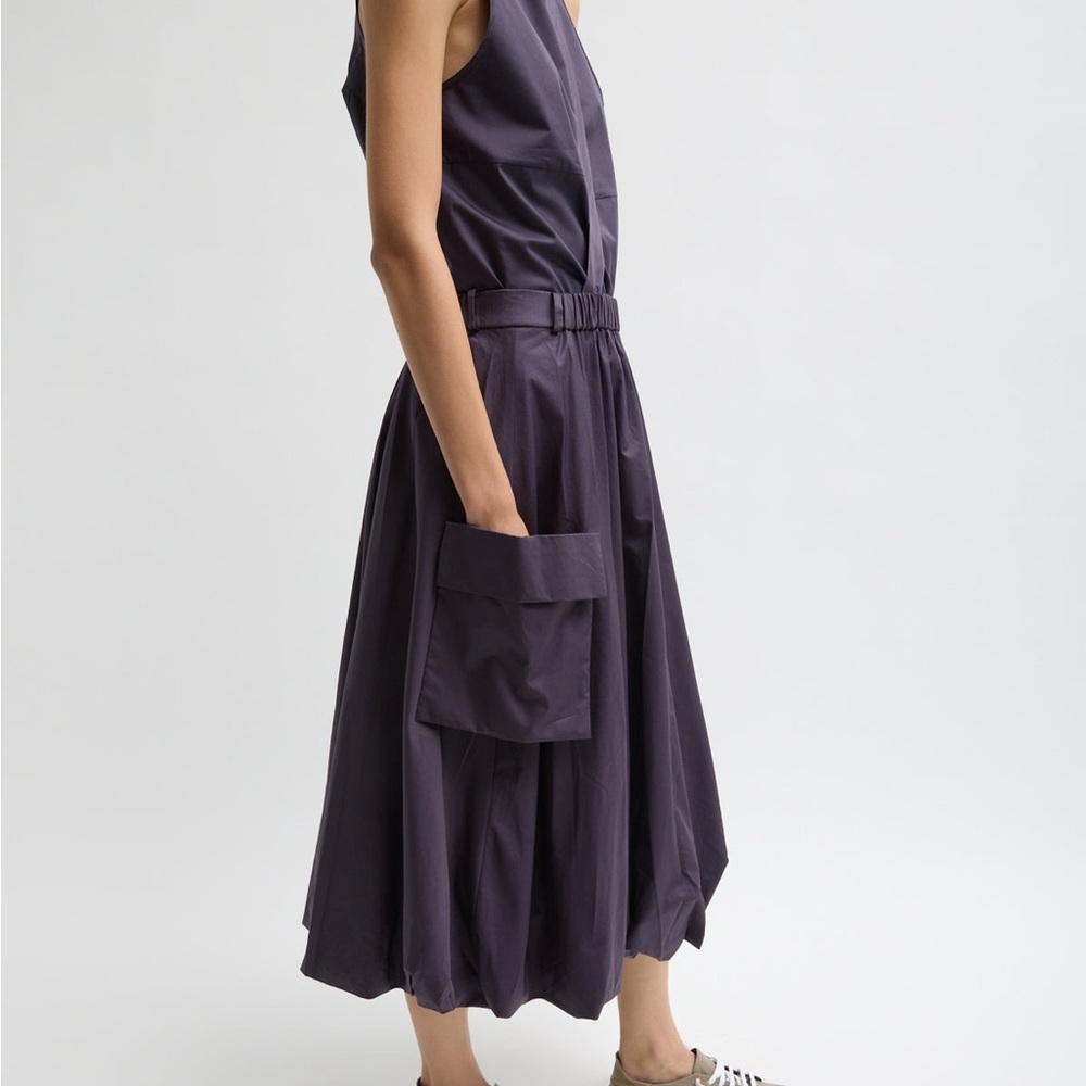 Tibi Gray Midi Bubble Skirt with Pleated Cargo Style - Picture 2 of 8